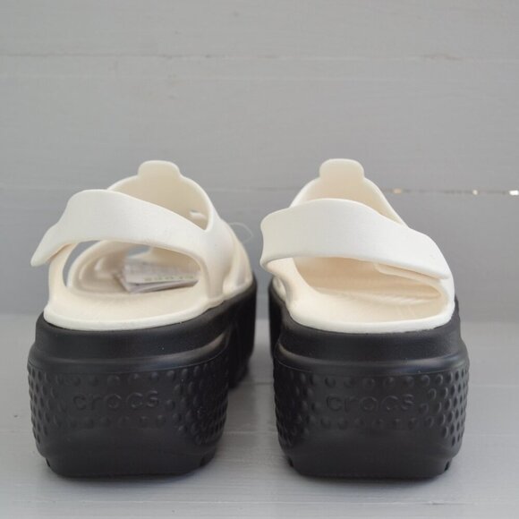 Crocs White Black Platform Sandals Women's 9 NWT Stomp Fisherman Shoes Summer - Picture 5 of 9